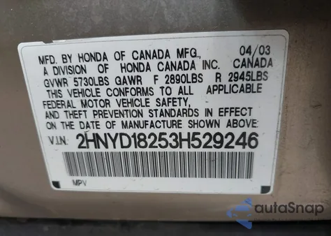 2003 Acura Mdx from USA, damaged, VIN 2HNYD18253H529246